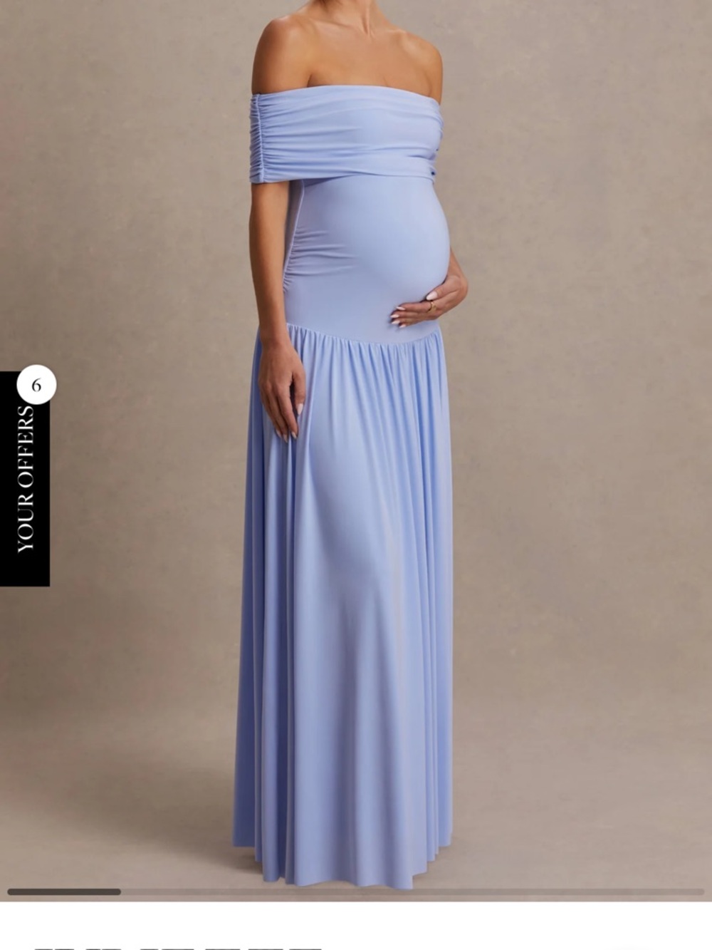 Off-Shoulder Light Blue Maternity Maxi Dress